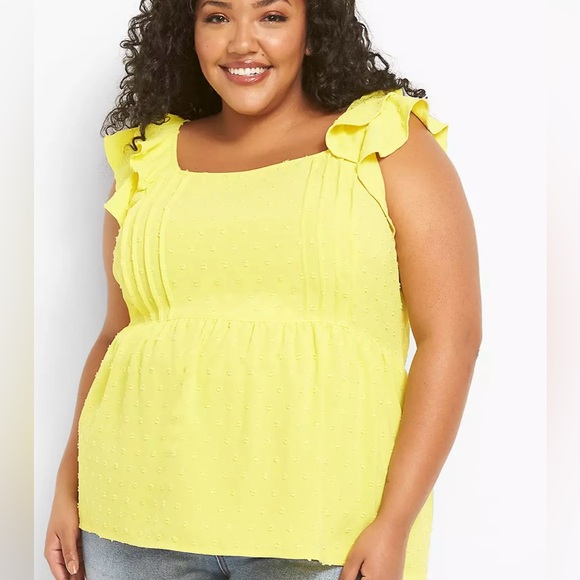 Lane Bryant Tops - Lane Bryant, Yellow Ruffle Sleeve Women's Top